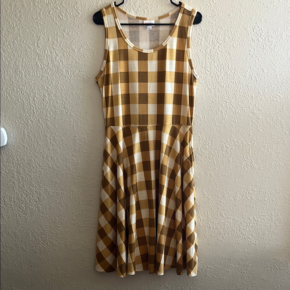 LuLaRoe Brown and Cream Casual Midi Sundress